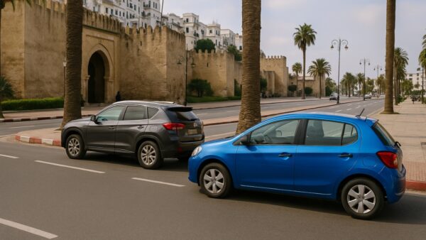 SUV vs Small Car in Tangier City Traffic, Parking Near the Medina, Rif Roads
