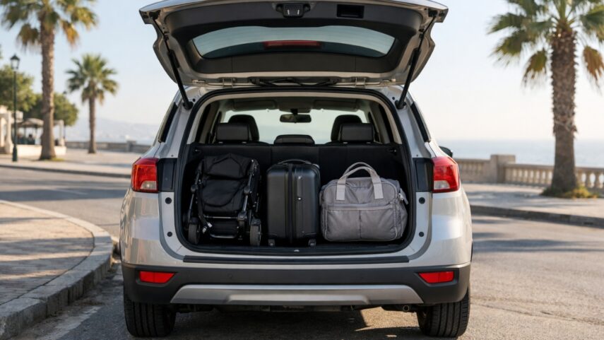 Tangier Car Rental for Families Stroller, Bags, and Trunk Space Reality